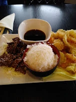Beef Teriyaki with Tempura Vegetables & Shrimp with Regular or Spicy Sauce